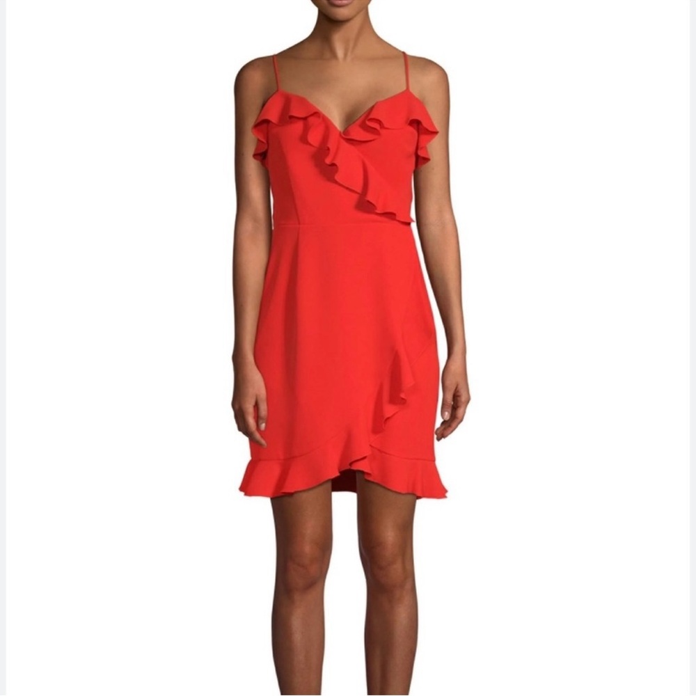 Trina Turk Women’s Reese Poppy Red - SZ 4 -Strappy Sleeveless Ruffle Dress